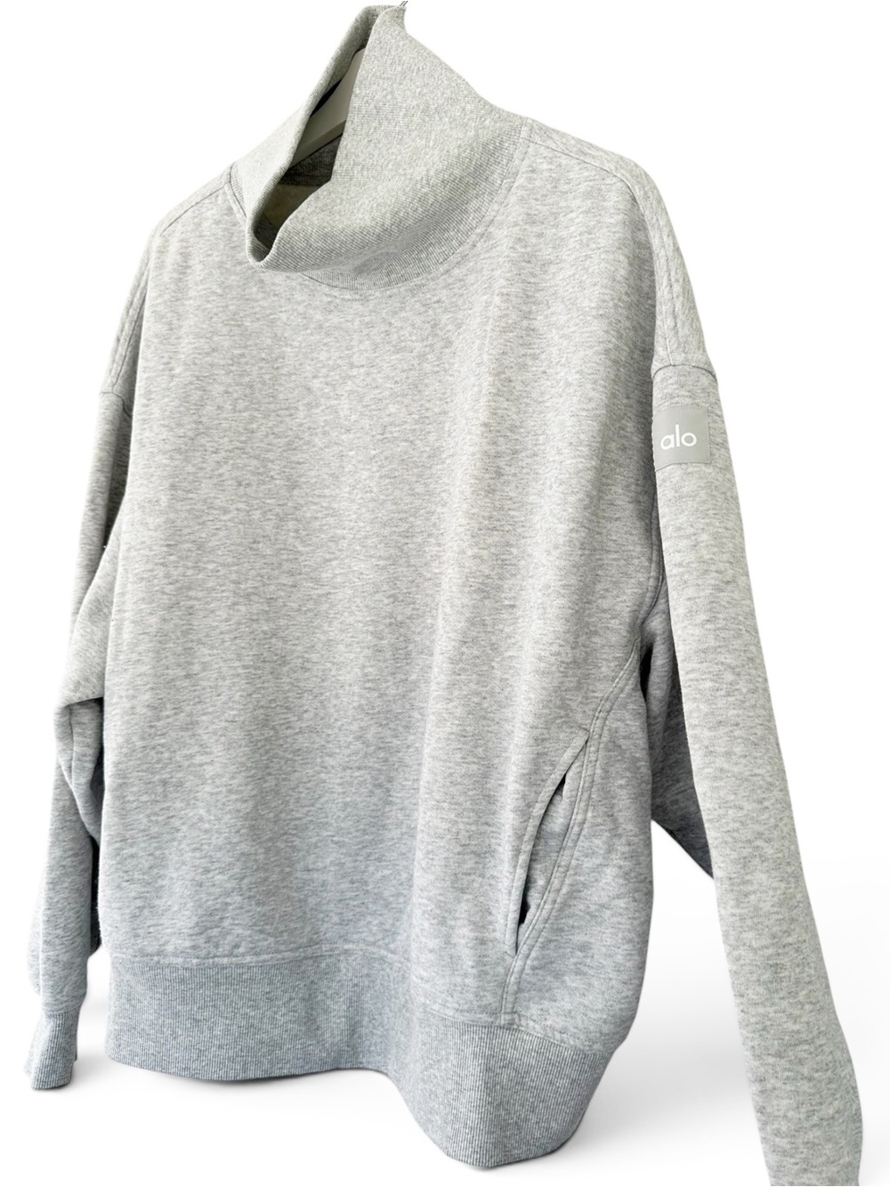 Alo Yoga - Hazy Mock Neck Pullover Athletic Heather Grey - Picture 11 of 11